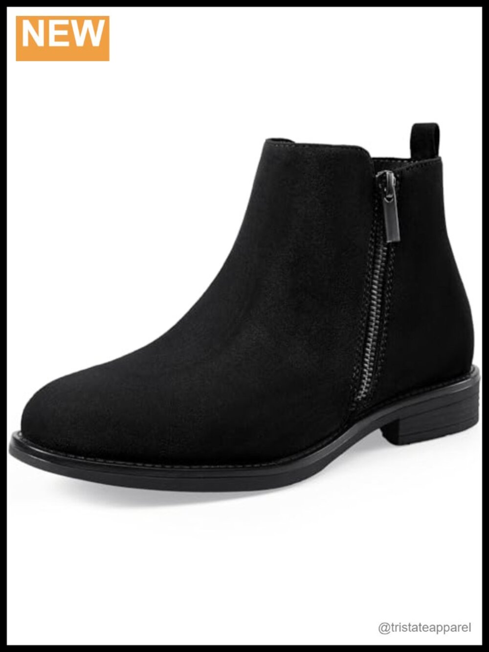 Suede Ankle Booties Low Heel Chelsea Boots Women Side Zip